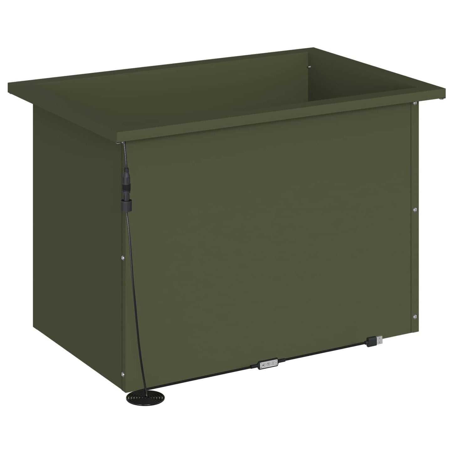 Garden Planter with LED Olive Green 40 x 60 x 40 cm Steel