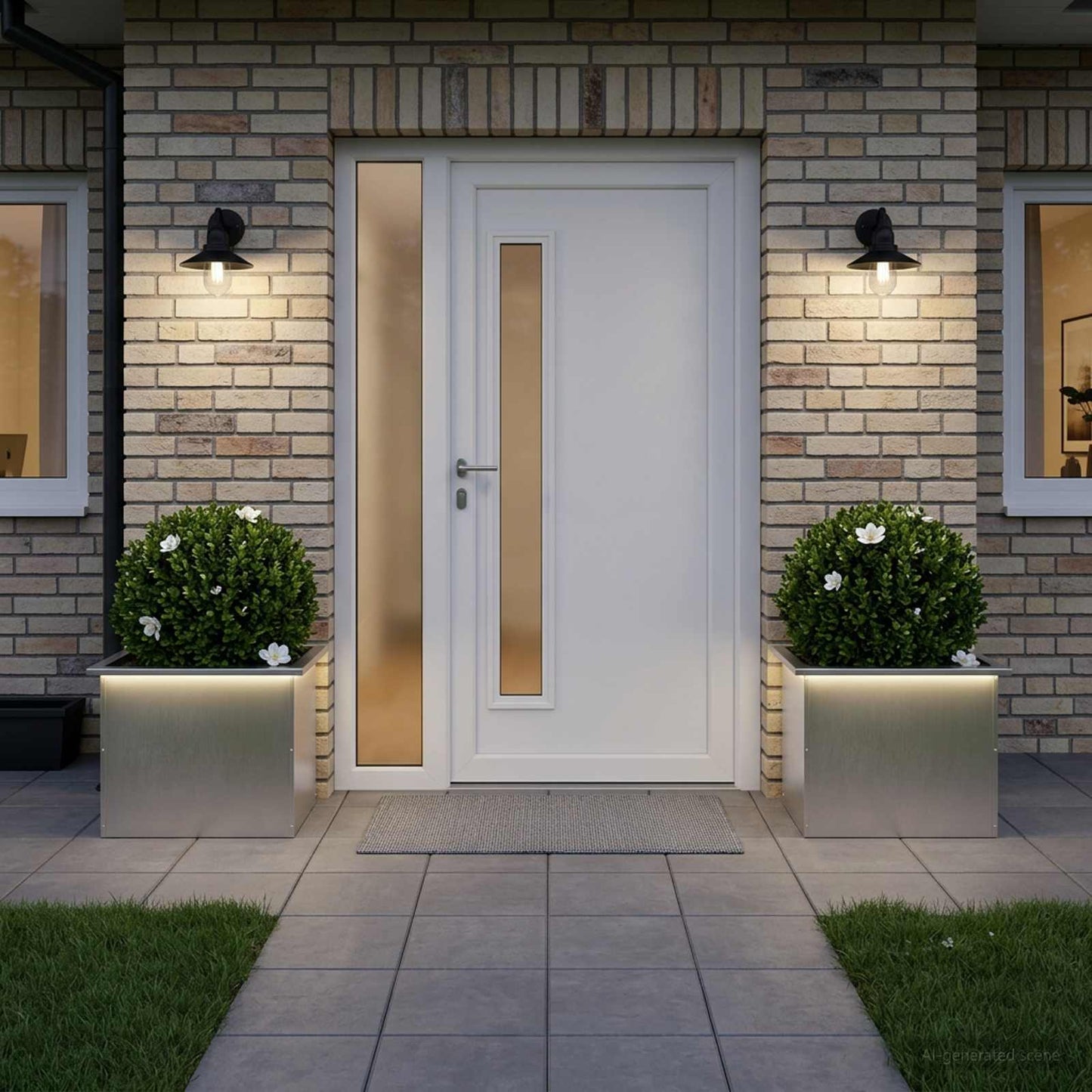 Garden Planter with LED 2 pcs Silver 40 x 60 x 40 cm
