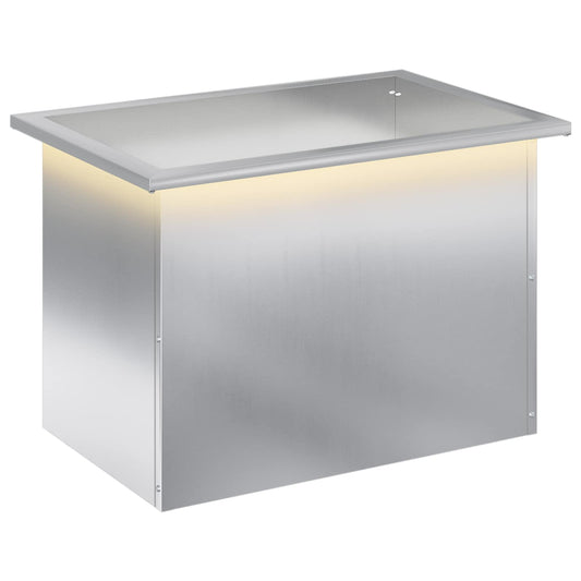 Garden Planter with LED Silver 40 x 60 x 40 cm Galvanised Steel