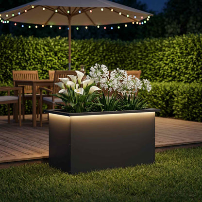 Garden Planter with LED Black 40 x 80 x 40 cm Steel