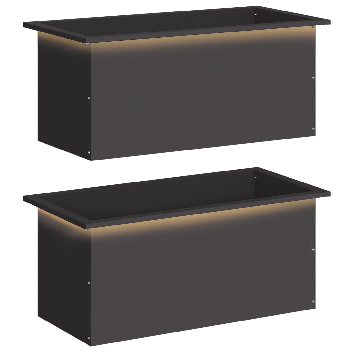 Garden Planter with LED 2 pcs Black 40 x 80 x 40 cm Steel