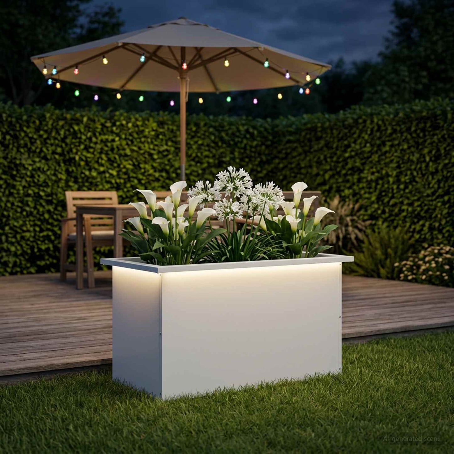 Garden Planter with LED White 40 x 80 x 40 cm Steel