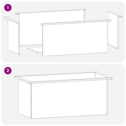 Garden Planter with LED 2 pcs White 40 x 80 x 40 cm Steel