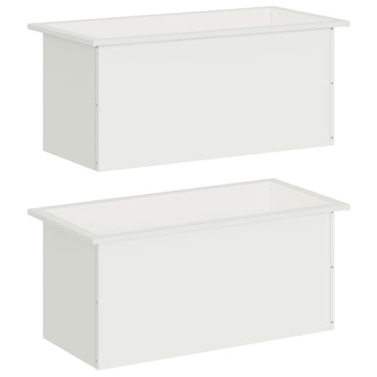 Garden Planter with LED 2 pcs White 40 x 80 x 40 cm Steel