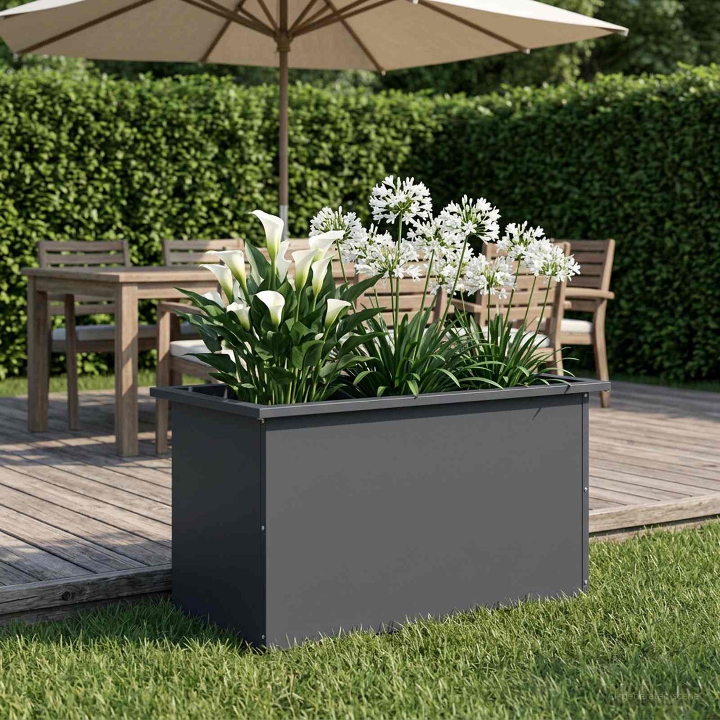 Garden Planter with LED Antracite 40 x 80 x 40 cm Steel