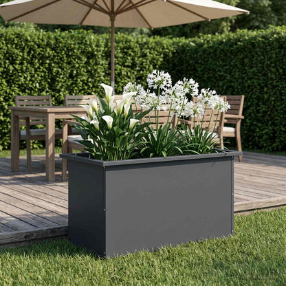 Garden Planter with LED Antracite 40 x 80 x 40 cm Steel