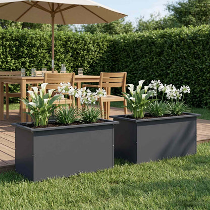 Garden Planter with LED 2 pcs Antracite 40 x 80 x 40 cm Steel
