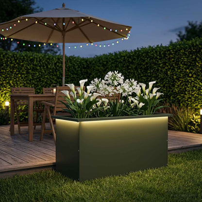 Garden Planter with LED Olive Green 40 x 80 x 40 cm Steel