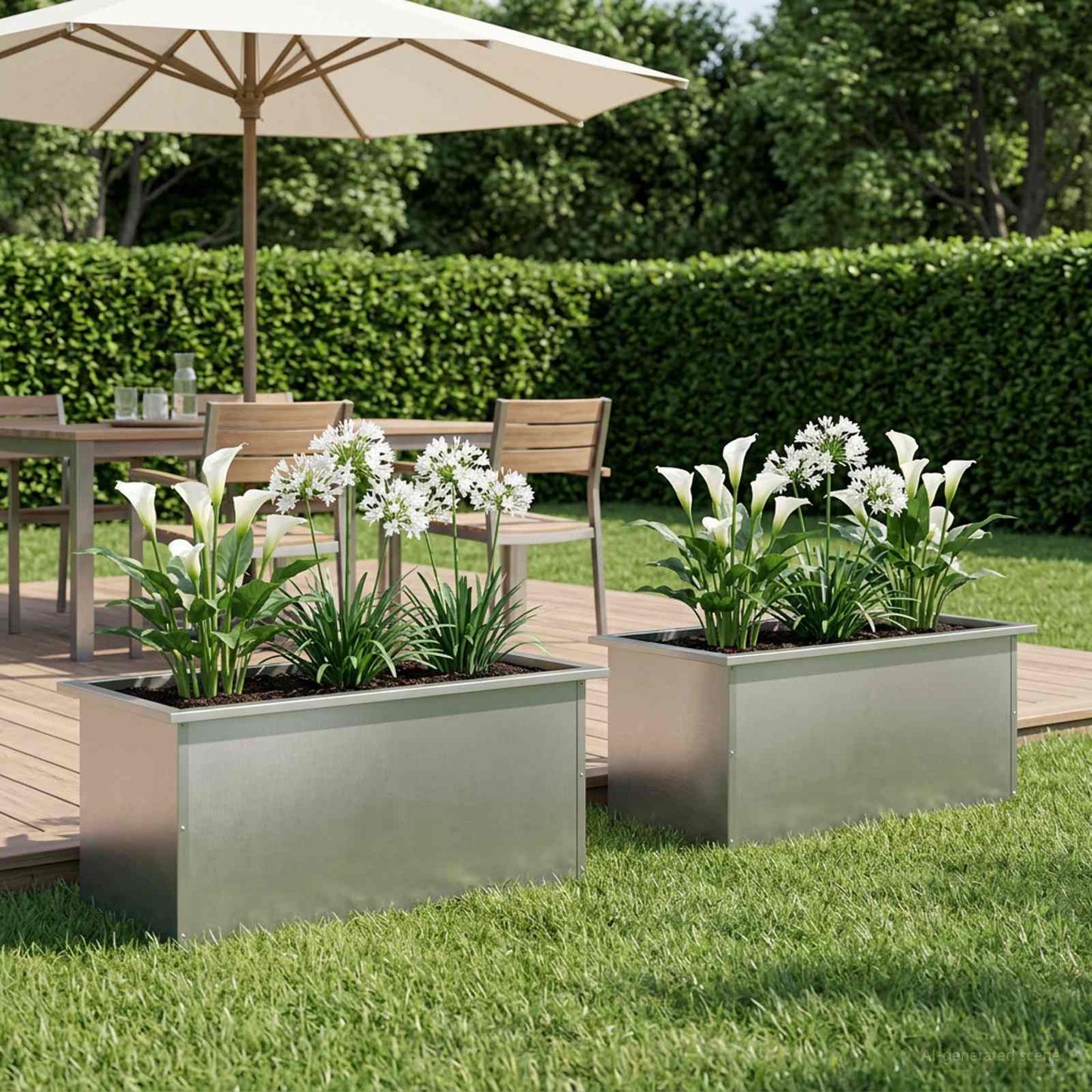 Garden Planter with LED 2 pcs Silver 40 x 80 x 40 cm
