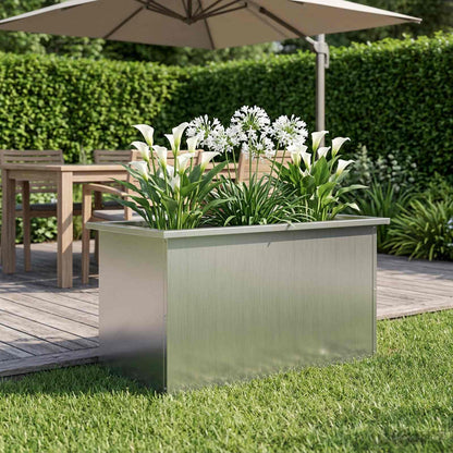 Garden Planter with LED Silver 40 x 80 x 40 cm Galvanised Steel