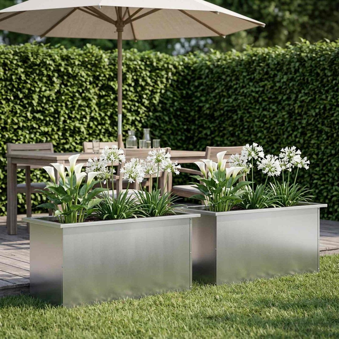 Garden Planter with LED 2 pcs Silver 40 x 80 x 40 cm