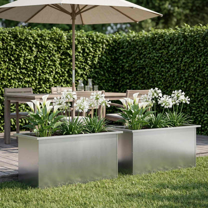 Garden Planter with LED 2 pcs Silver 40 x 80 x 40 cm