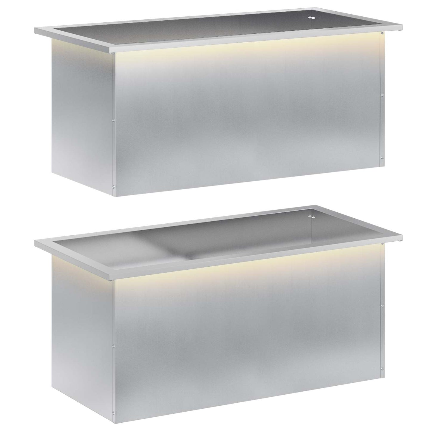 Garden Planter with LED 2 pcs Silver 40 x 80 x 40 cm