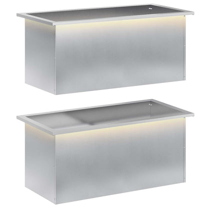 Garden Planter with LED 2 pcs Silver 40 x 80 x 40 cm