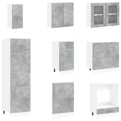 Kitchen Unit Lyon 8 pcs Concrete Grey Engineered Wood