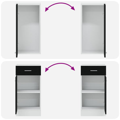Kitchen Unit Lyon 8 pcs Black Oak Engineered Wood