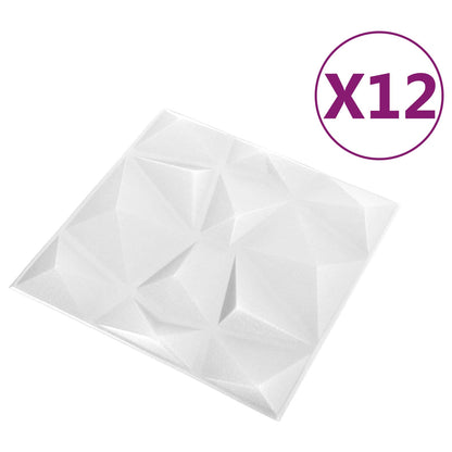 Wall Panels 12 pcs Diamond White 50 x 50 cm XPS Foam