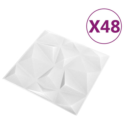 Wall Panels 48 pcs Diamond White 50 x 50 cm XPS Foam