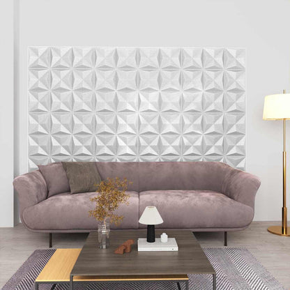 Wall Panels 12 pcs Origami White 50 x 50 cm XPS Foam