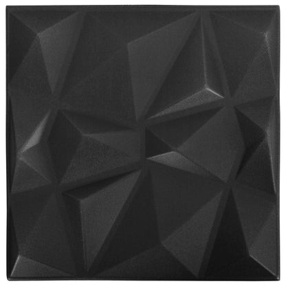 Wall Panels 24 pcs Diamond Black 50 x 50 cm XPS Foam