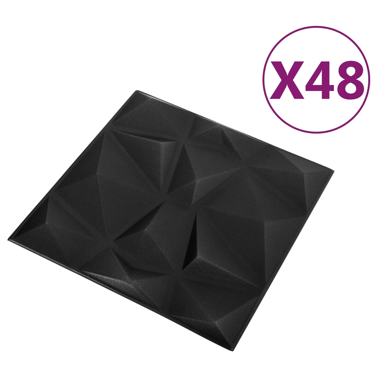 Wall Panels 48 pcs Diamond Black 50 x 50 cm XPS Foam