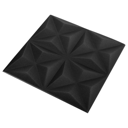 Wall Panels 24 pcs Origami Black 50 x 50 cm XPS Foam
