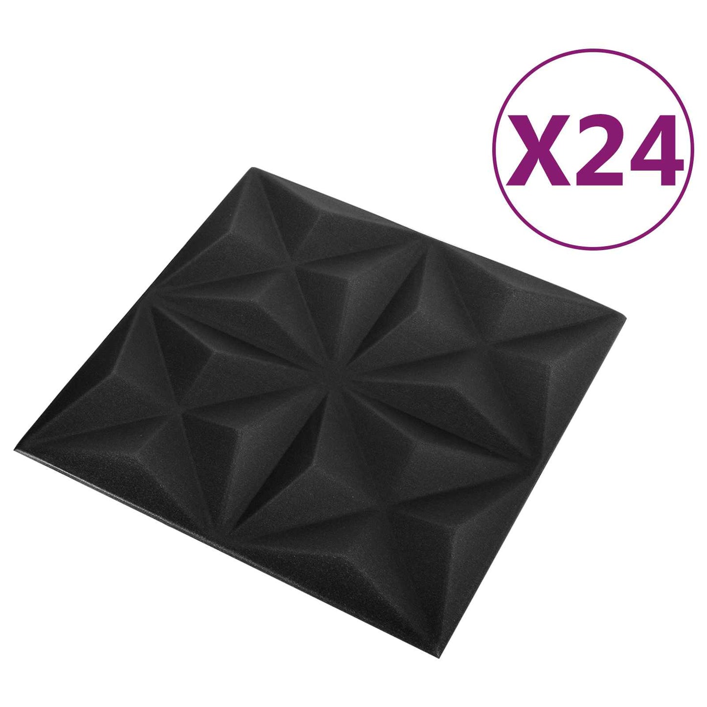 Wall Panels 24 pcs Origami Black 50 x 50 cm XPS Foam