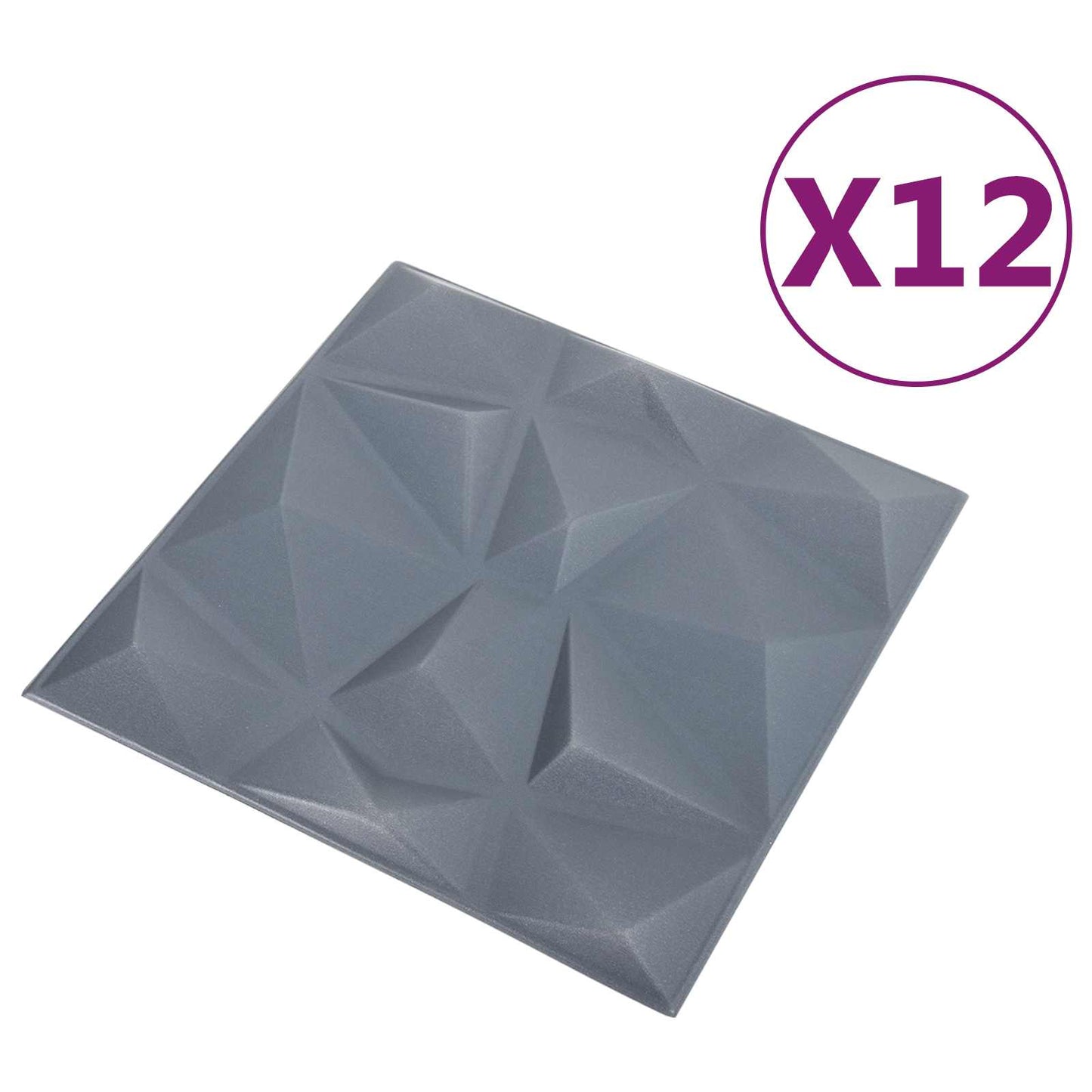Wall Panels 12 pcs Diamond Grey 50 x 50 cm XPS Foam
