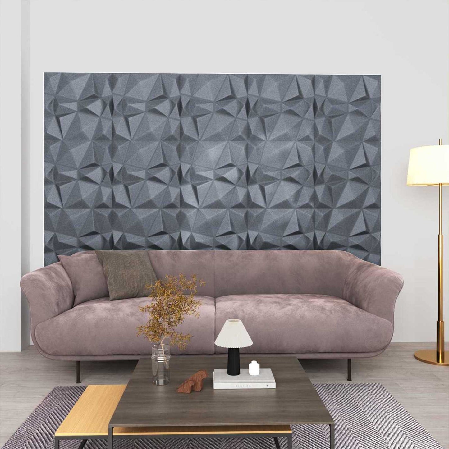 Wall Panels 24 pcs Diamond Grey 50 x 50 cm XPS Foam
