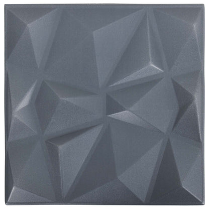 Wall Panels 24 pcs Diamond Grey 50 x 50 cm XPS Foam
