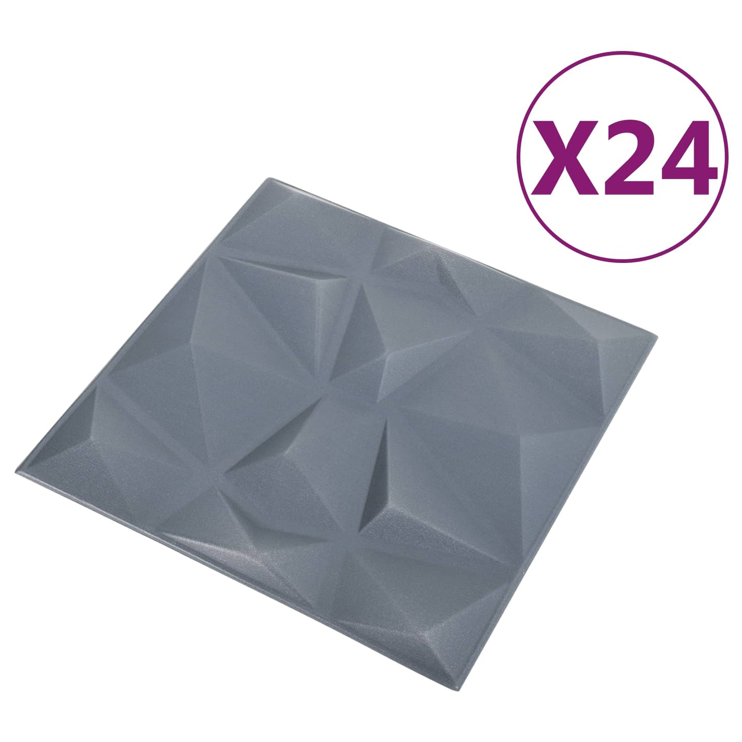 Wall Panels 24 pcs Diamond Grey 50 x 50 cm XPS Foam