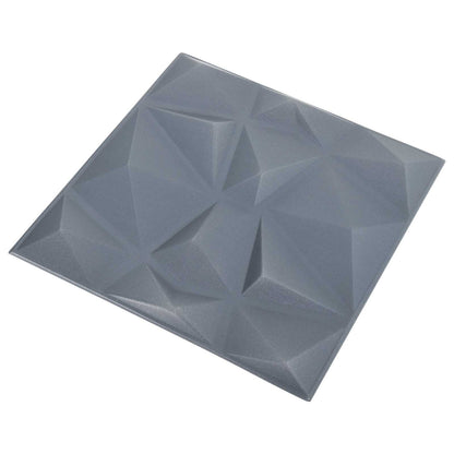 Wall Panels 48 pcs Diamond Grey 50 x 50 cm XPS Foam