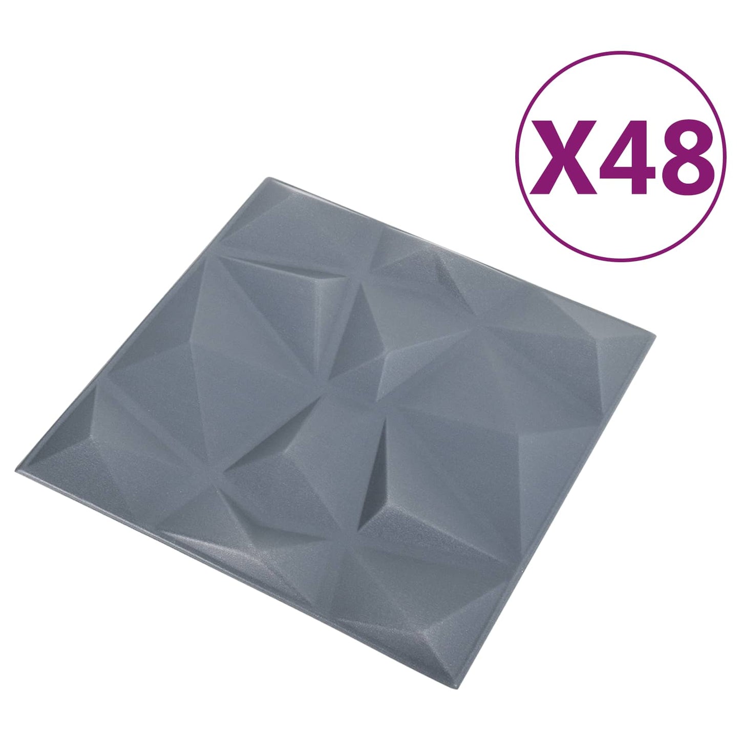 Wall Panels 48 pcs Diamond Grey 50 x 50 cm XPS Foam