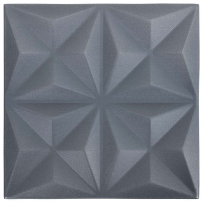 Wall Panels 24 pcs Origami Grey 50 x 50 cm XPS Foam