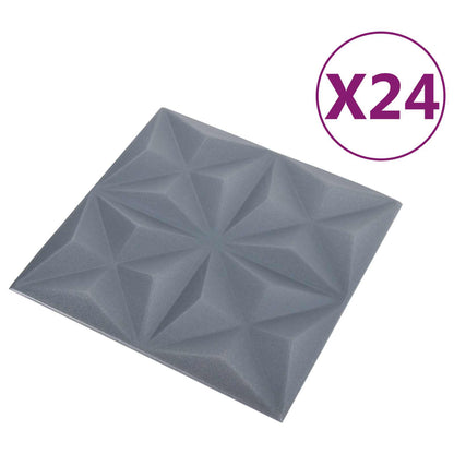 Wall Panels 24 pcs Origami Grey 50 x 50 cm XPS Foam
