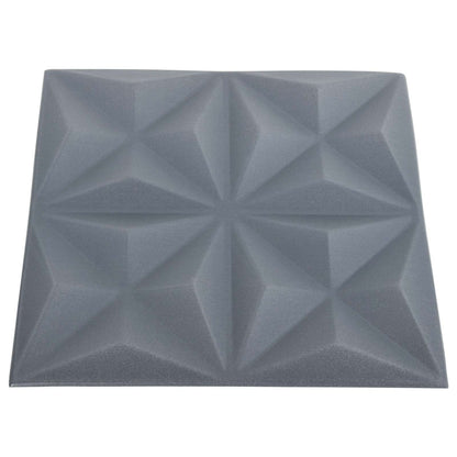 Wall Panels 48 pcs Origami Grey 50 x 50 cm XPS Foam