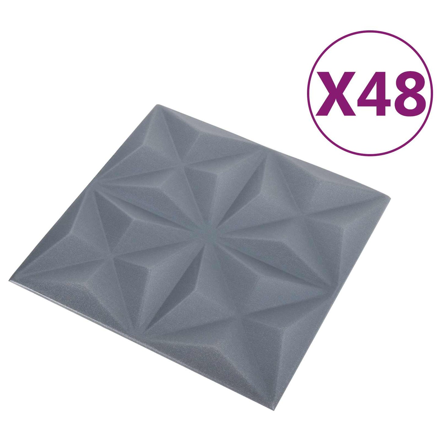Wall Panels 48 pcs Origami Grey 50 x 50 cm XPS Foam