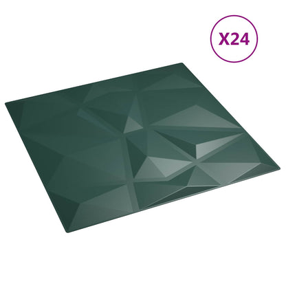 Wall Panels 24 pcs Green 50 x 50 cm XPS Foam