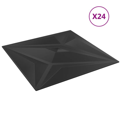 Wall Panels Star 24 pcs Black Star 50 x 50 cm XPS Foam