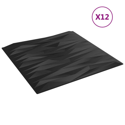 Wall Panels 12 pcs Black Stone 50 x 50 cm XPS Foam