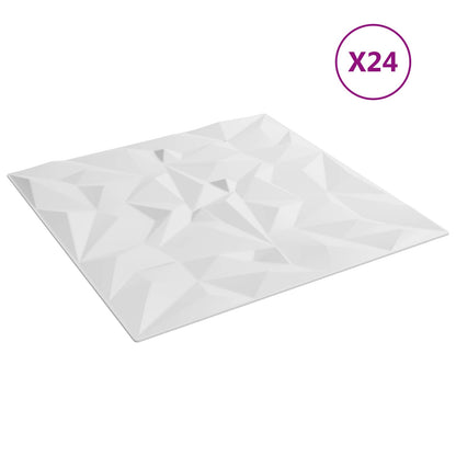 Wall Panels 24 pcs White 50 x 50 cm XPS Foam