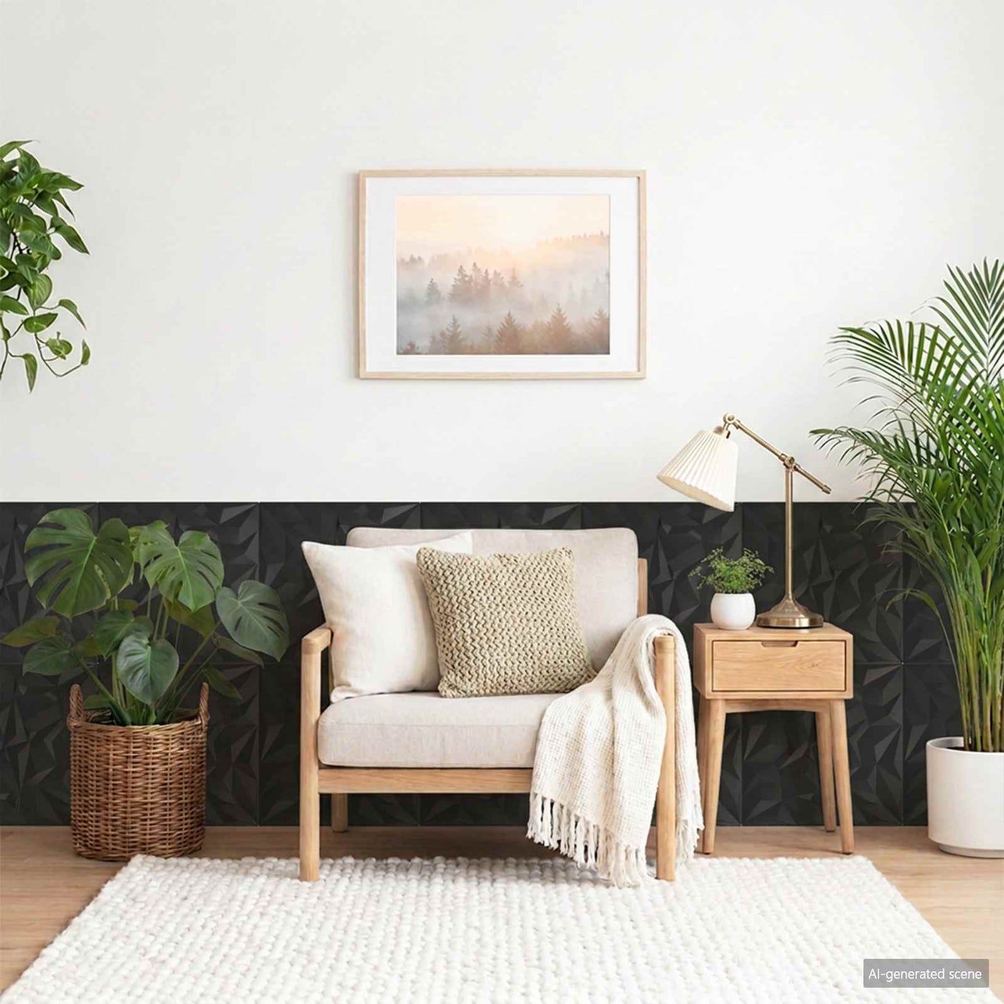 Wall Panels 24 pcs 50 x 50 cm Black XPS Foam