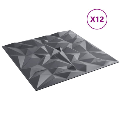 Wall Panels 12 pcs Amethyst Grey 50 x 50 cm XPS Foam
