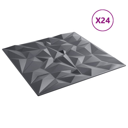 Wall Panels 24 pcs Amethyst Grey 50 x 50 cm XPS Foam