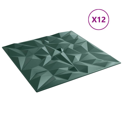 Wall Panels 12 pcs Amethyst Green 50 x 50 cm XPS Foam