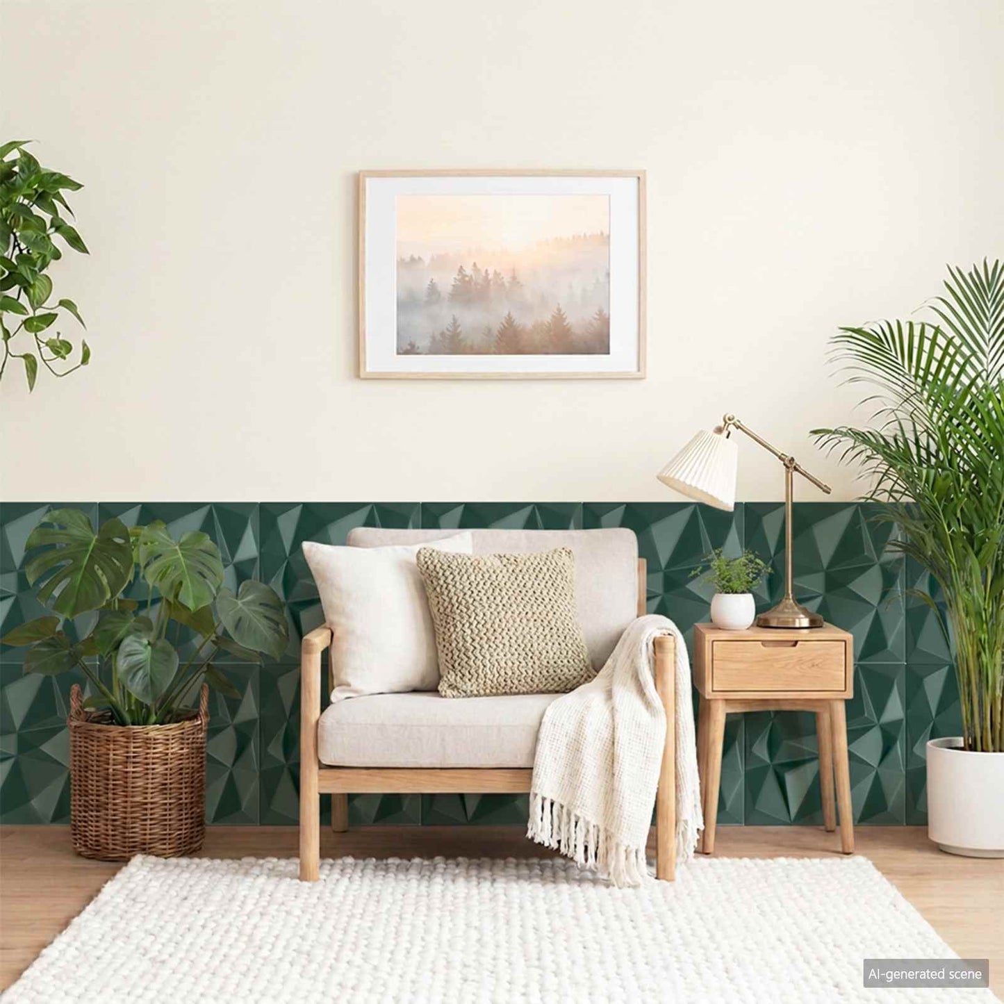 Wall Panels 12 pcs 50 x 50 cm Diamond Green XPS Foam