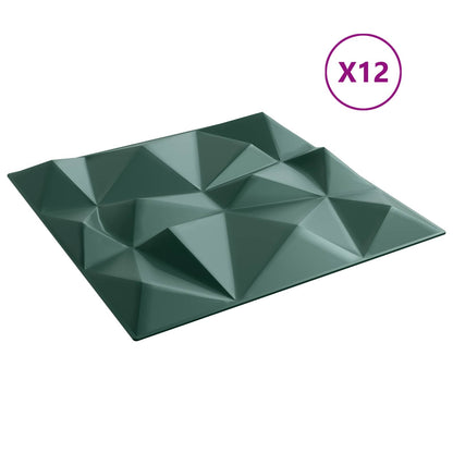 Wall Panels 12 pcs Diamond Green 50 x 50 cm XPS Foam