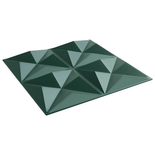 Wall Panels 12 pcs 50 x 50 cm Origami Green XPS Foam