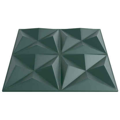 Wall Panels 12 pcs Origami Green 50 x 50 cm XPS Foam