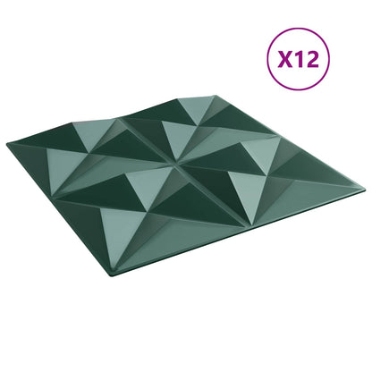 Wall Panels 12 pcs Origami Green 50 x 50 cm XPS Foam